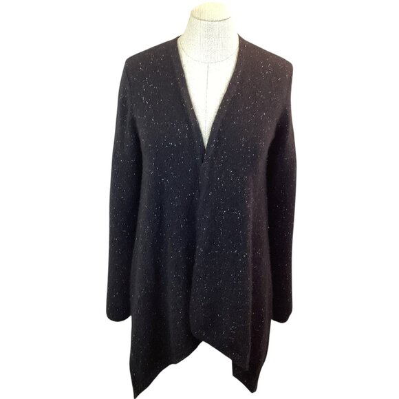 Saks Fifth Avenue Black Speckled Cashmere Cardigan Sweater Womens Small - Picture 2 of 8